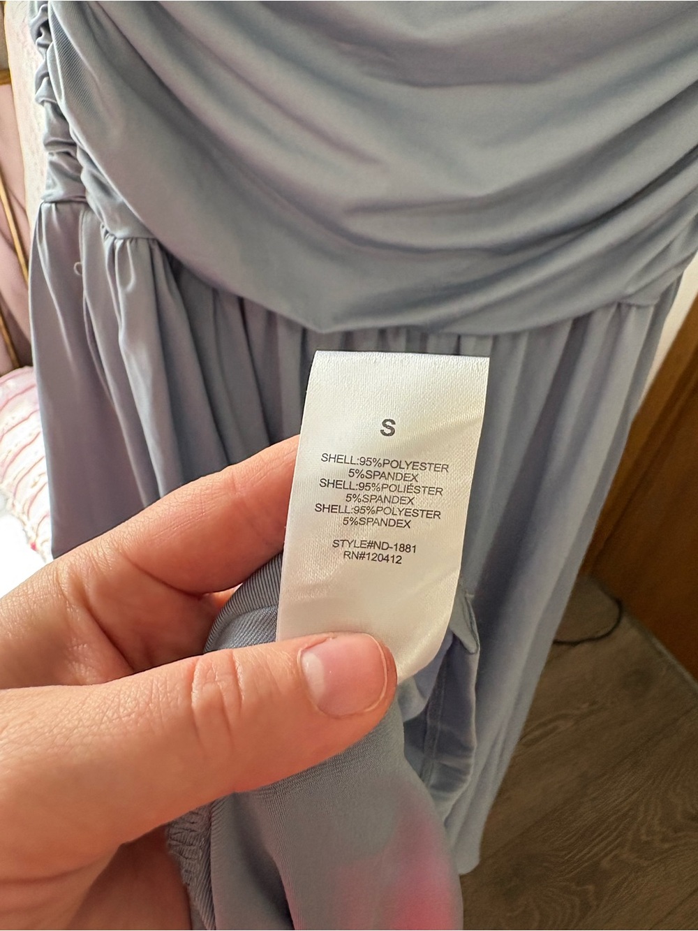 NIA Santal Strapless Ruched Midi Dress in State Blue - Picture 11 of 12